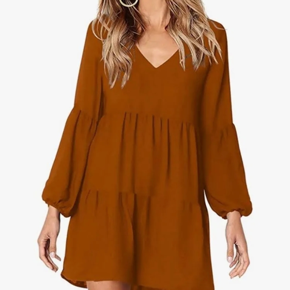 Chic Brown Long Sleeve Dress